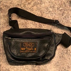 Vintage Black leather TRACK fanny pack
